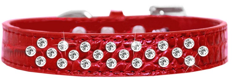 Sprinkles Clear Jewel Croc Dog Collar Red Size 14